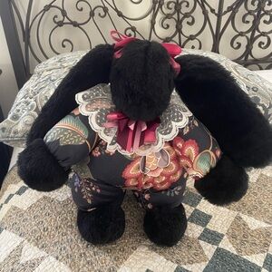 Floral Plush Bunny with Lace Collar